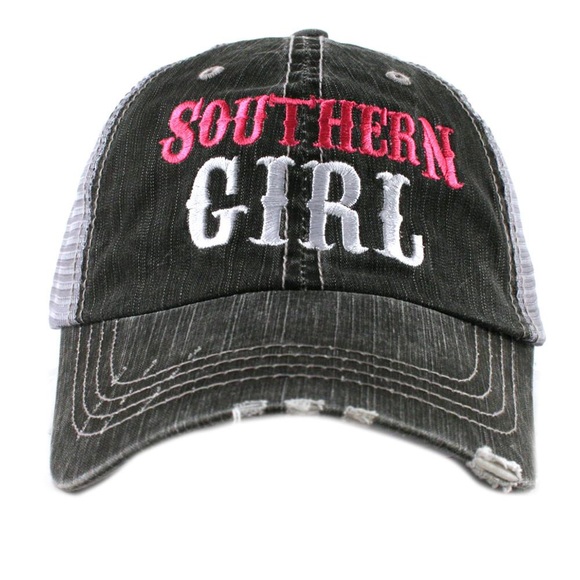 "Southern Girl" Embroidered/Distressed Trucker Cap - Picture 5 of 8